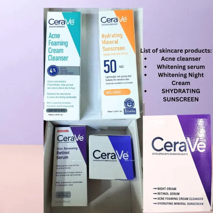 CeraVe 4-in-1 Skincare Kit – Cleanser, Serum, Night Cream & Sunblock for Healthy, Radiant Skin