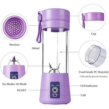 Six Blade Portable USB Electric Juicer Bottle Blender